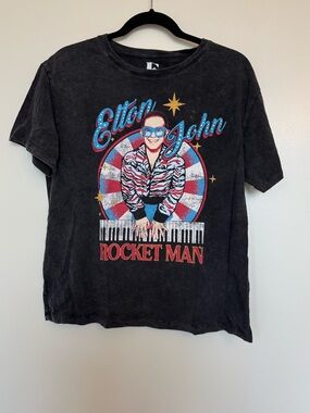 Elton John "Rocket Man" Graphic Tee - Black